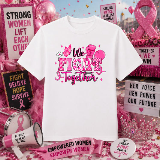 We Fight Together – Breast Cancer Awareness DTF Transfer – by Ink Rush – Premade Transfers – Breast Cancer Awareness, Appa...
