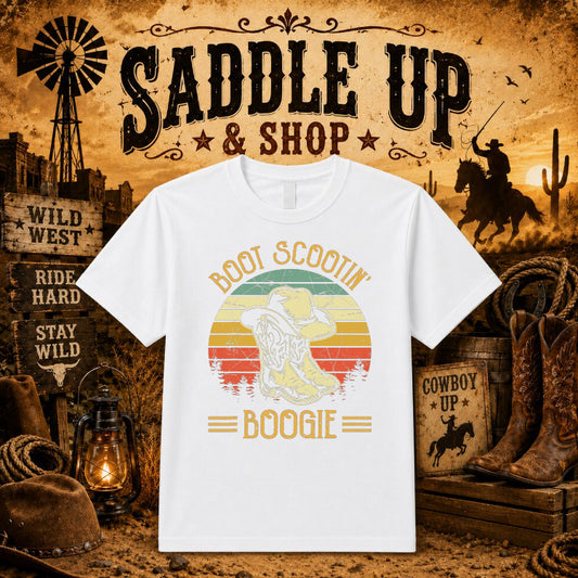 WESTERN & WILD Cowboy Boot – Western DTF Transfer – by Ink Rush – Premade Transfers – Western, Apparel