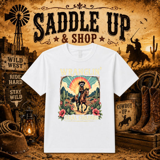 WESTERN & WILD YEEHAW Cow Skull – Western DTF Transfer – by Ink Rush – Premade Transfers – Western, Apparel