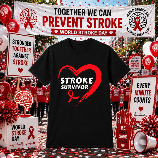 WORLD STROKE DAY OCT 29 – Stroke Awareness DTF Transfer – by Ink Rush – Premade Transfers – Stroke Awareness, Healthcare S...