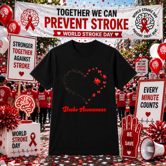 WORLD STROKE DAY OCTOBER 29 – Stroke Awareness DTF Transfer – by Ink Rush – Premade Transfers – Stroke Awareness, Medical...